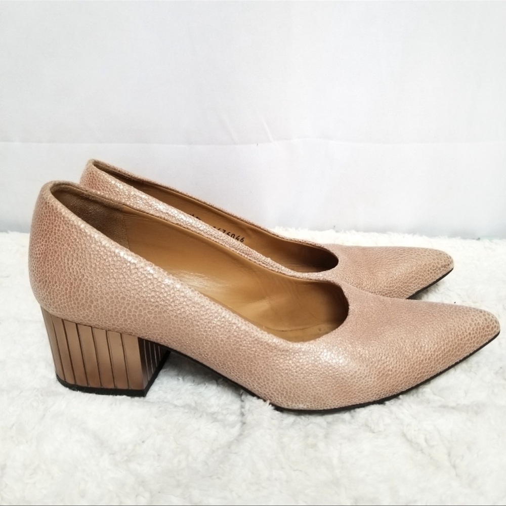 John Fluevog Effortless Bebe Block Heel Champagne